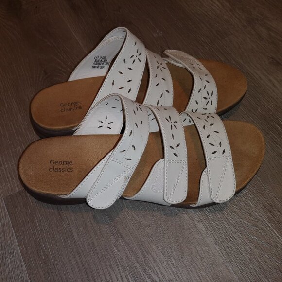 George Classics Keri Ladies Size 9W Velcro Closure White Lightweight Sandals - Picture 2 of 8